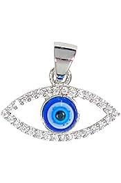 Silver Mother Of Pearl Zirconia Evil Eye Pendant