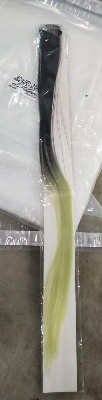Baal Synthetic Straight Hair Extension Stripes For Women And Girls Dark And Light Green