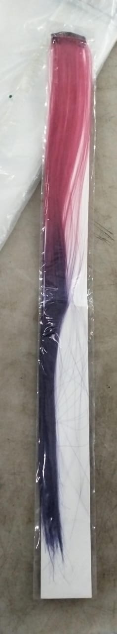 Baal Synthetic Straight Hair Extension Stripes For Women And Girls Blue And Pink Color