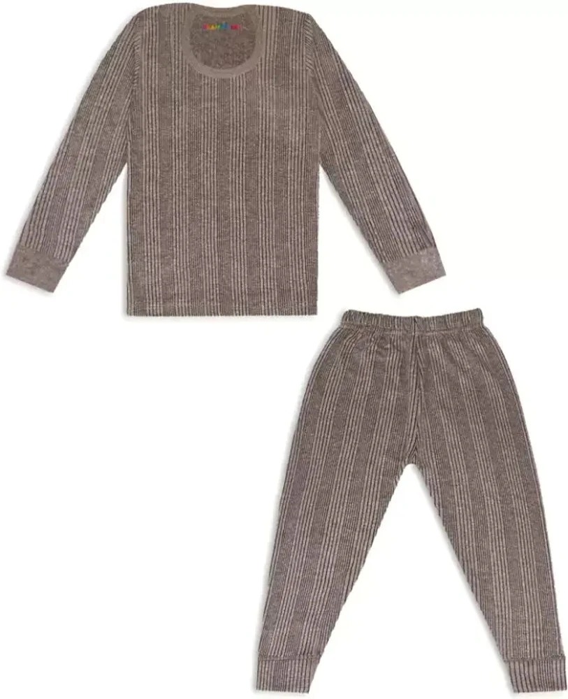 Kids Boys Thermal Top Pyjama Set Brown Size 30