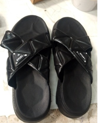 Summer Trendy Latest Design Wedges Heel Slippers Black For Women Size 37