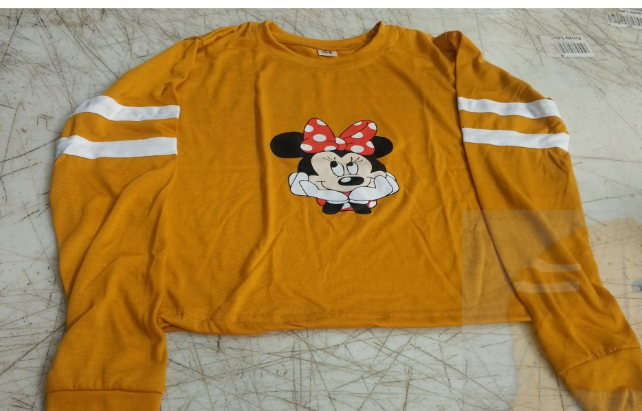 Women Yellow Printed Top Full Sleeve Size M