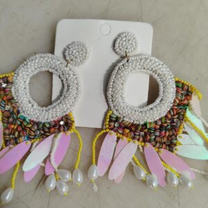 Handmade Stylish Earrings Beads Fabric Tassel Earring