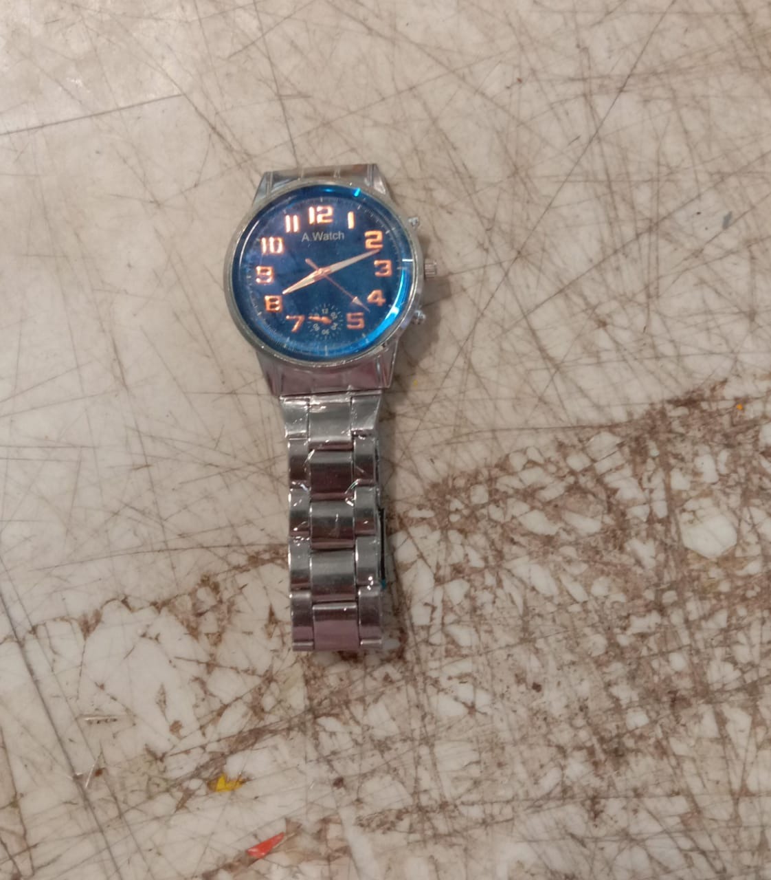 Blue Radium Number Steel Chain Watch For Men