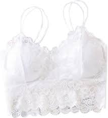 Womens Lace Lightly Padded Non Wired Bralette Bra Size 32 White Colour
