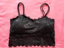 Womens Lace Lightly Padded Non Wired Bralette Bra Size 32 Black Colour