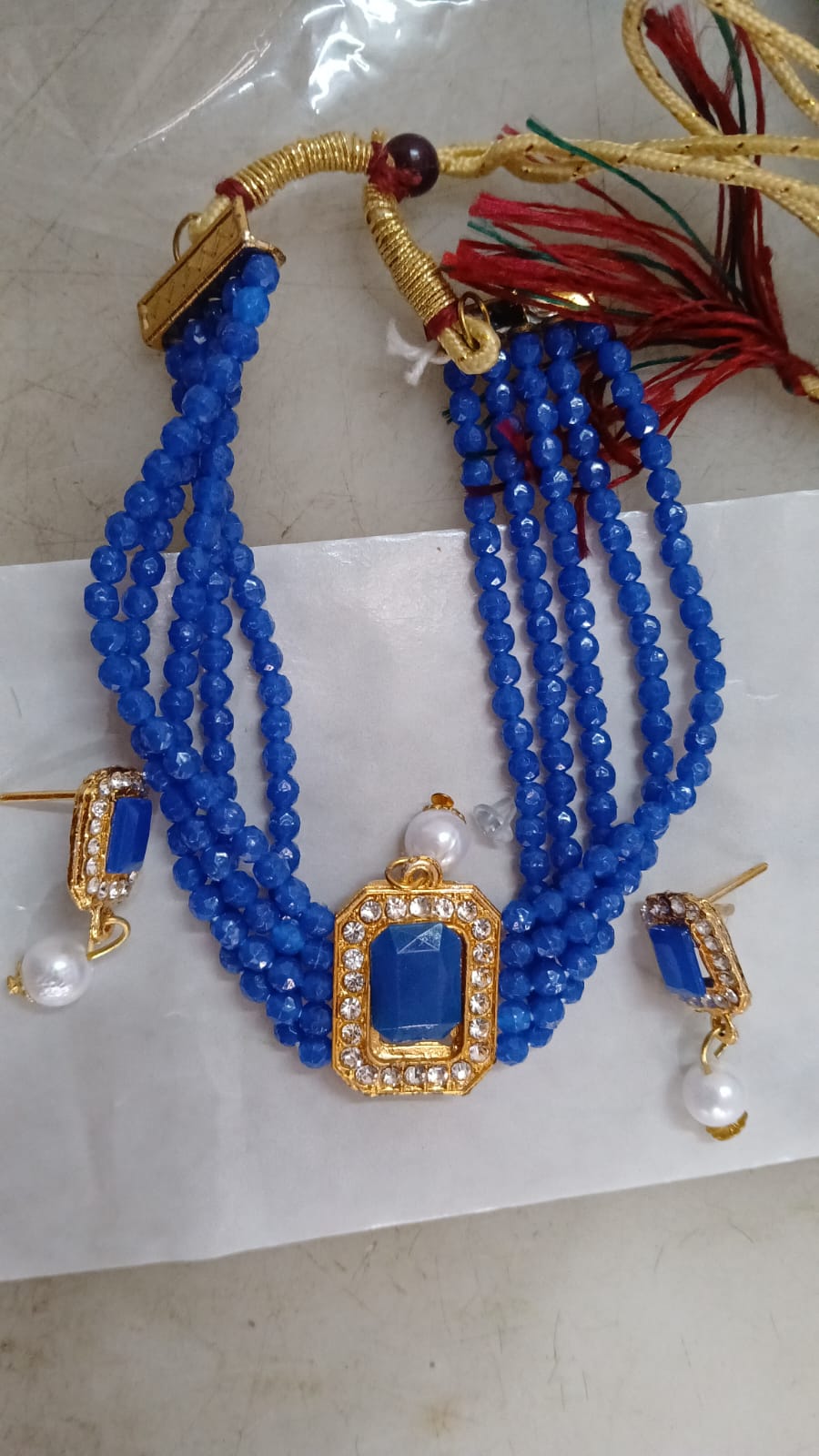 Necklace Set For Women Color Blue Golden