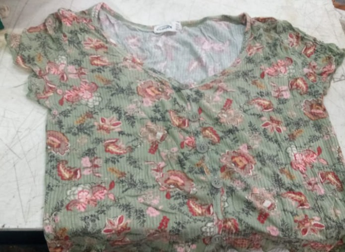 Olive Green Printed Womens Top Size L