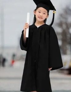 Graduation Gown Costume Dress For Kids Girls Black Size 5 To 6 Y