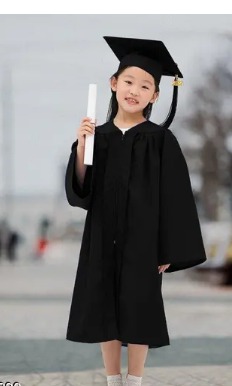 Graduation Gown Costume Dress For Kids Girls Black Size 5 To 6 Y