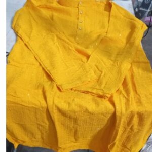 Yellow Colour Sitara Work Mens Kurta Size 42