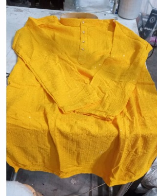Yellow Colour Sitara Work Mens Kurta Size 42