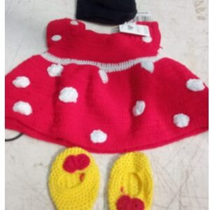 Kids Girl Woolen Frock Dress Set Colour Red With Black Size 1 To 2 Y