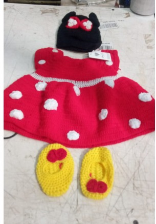 Kids Girl Woolen Frock Dress Set Colour Red With Black Size 1 To 2 Y