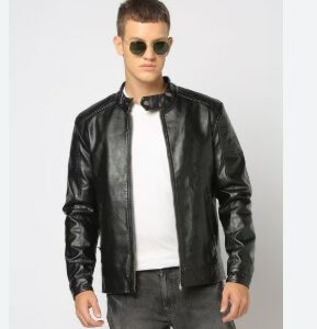 Lee Cooper Men Regular Fit Biker Jacket Black Color Size M
