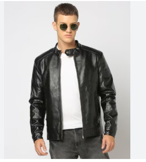 Lee Cooper Men Regular Fit Biker Jacket Black Color Size M