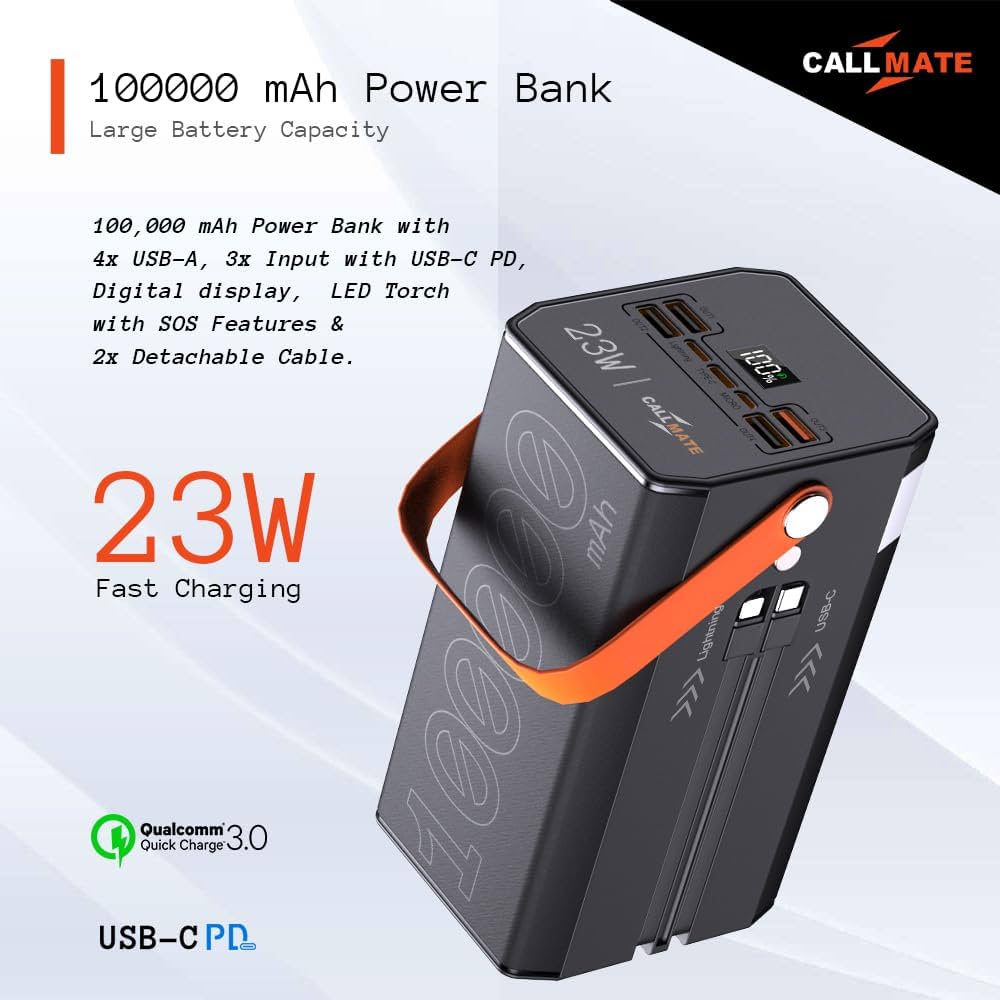 Callmate Treasury 100000Mah Power Bank 23W Fast Charging