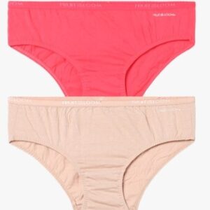 Fruit Of The Loom Cream And Dark Pink Panty For Women Size 3Xl Pack Of 2
