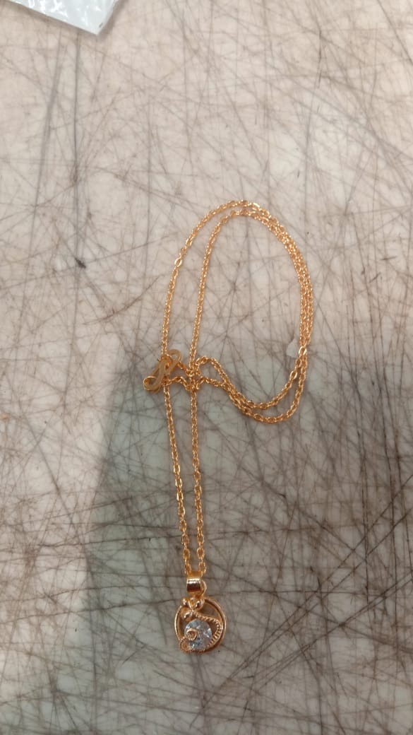 Rose Gold American Diamond Pendant And Chain For Women