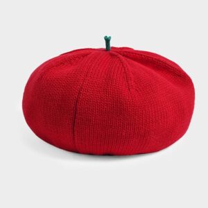 Mi Arcus Cotton Red Apple Beret Cap For Kids Boys Girls Infants Size 4 To 6 Y