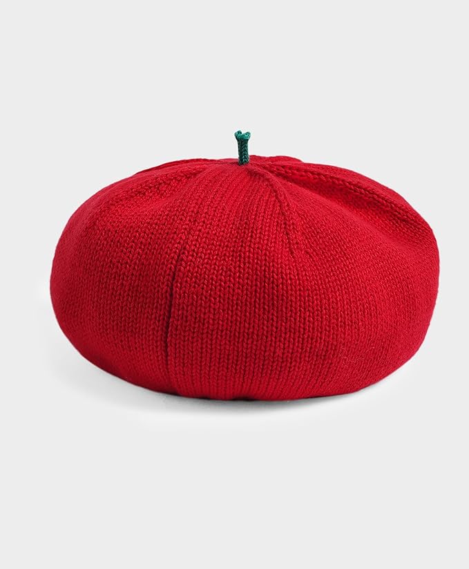 Mi Arcus Cotton Red Apple Beret Cap For Kids Boys Girls Infants Size 4 To 6 Y