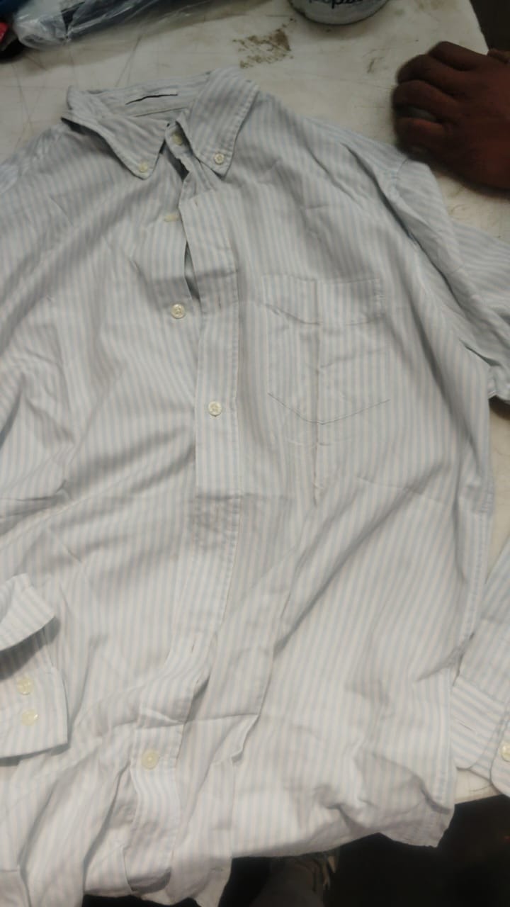 Men Check Shirt White And Sky Blue Color M