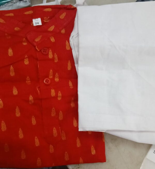 Kurta Pyjama For Kids Colour Red White Size 18 To 24 Months