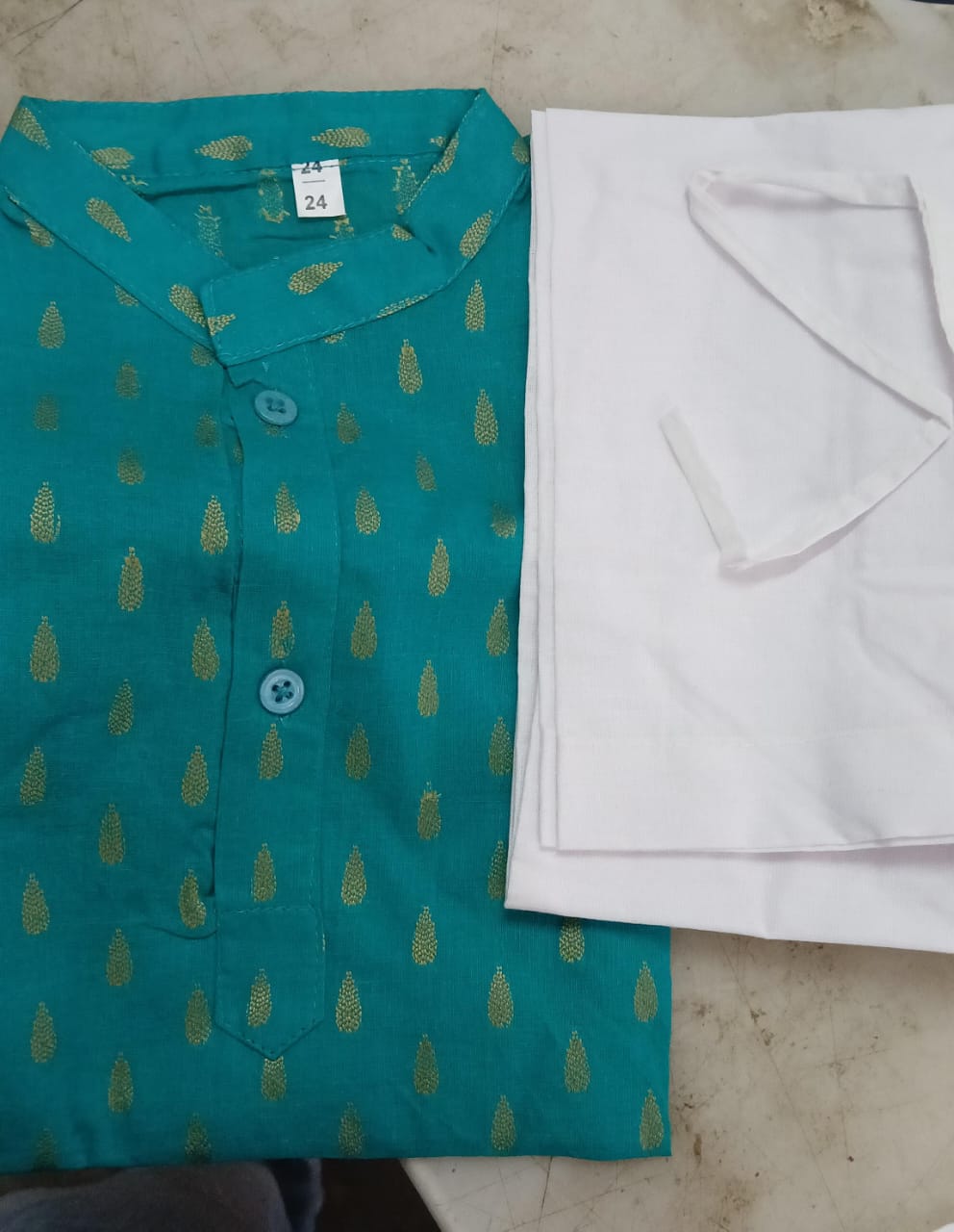 Kurta Pyjama For Kids Colour Green White Size 18 To 24 Months