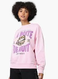 Only Pink Color Sweatshirt For Women Size M