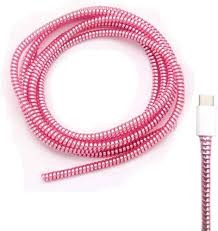 Metallic Finish Cable Spiral Protector Pink Colour
