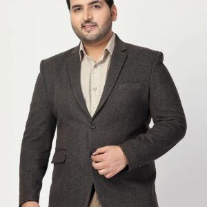 Pluss Men Solid Single Breasted Casual Blazer Size L Color Light Charcoal