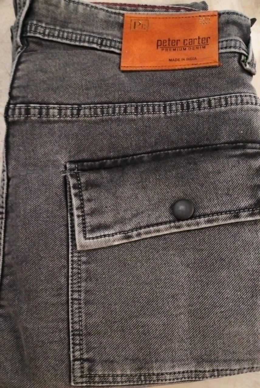 Pc Peter Carter Cotton Straight Fit Jeans For Men Black Size 28