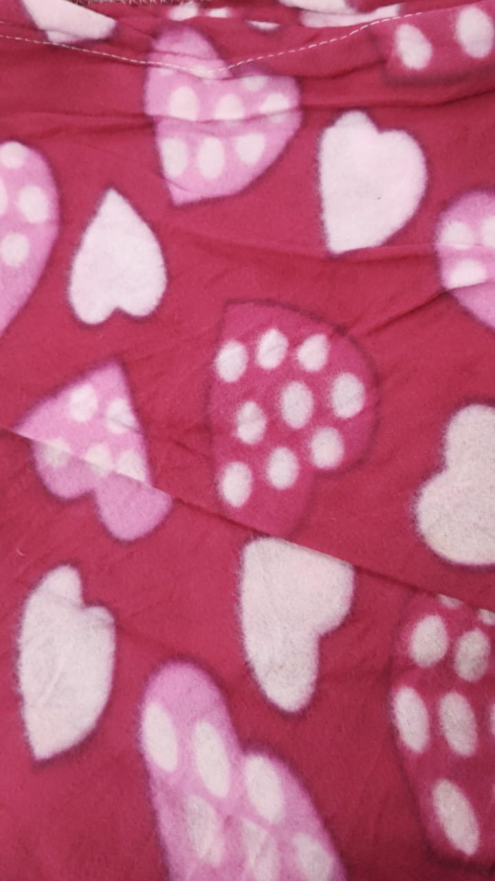 Pink Color Single Bed Blanket Heart Printed