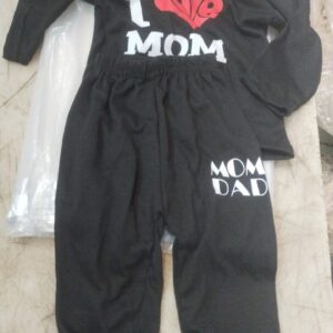 Kids Black Printed Dress Set For Boys Size 6 To 12 Months