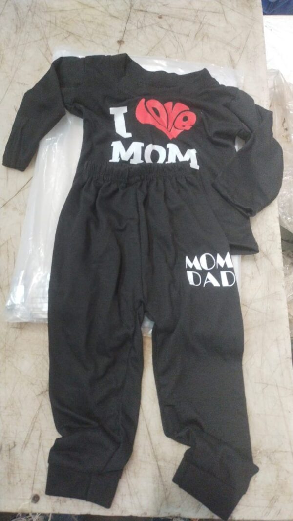 Kids Black Printed Dress Set For Boys Size 6 To 12 Months