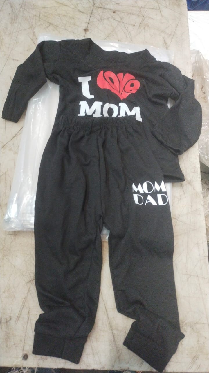 Kids Black Printed Dress Set For Boys Size 6 To 12 Months