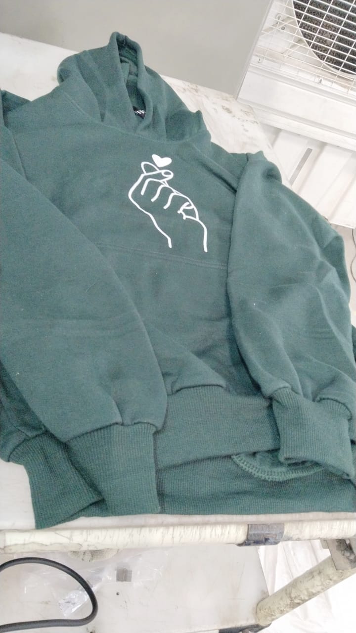 Bottle Green Color Sweatshirt For Women Size M