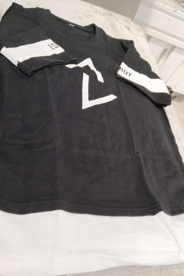 Black Color Printed T Shirt For Kids Boys Size 34