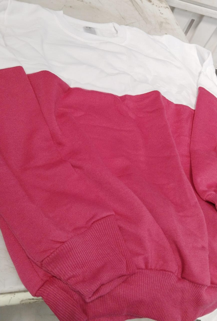 White And Pink Color Sweatshirt For Women Size S