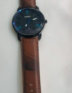 Analog Watch For Men With Black And Blue Dial Brown Straps