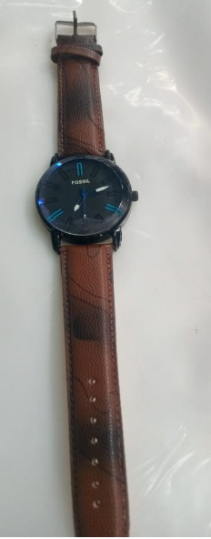 Analog Watch For Men With Black And Blue Dial Brown Straps
