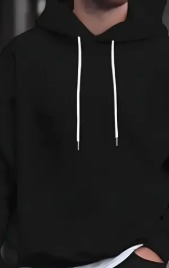 Mens Black Color Cotton Hoodie Size M