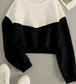 Trendy Sweatshirts For Women In Black And White Color Size M