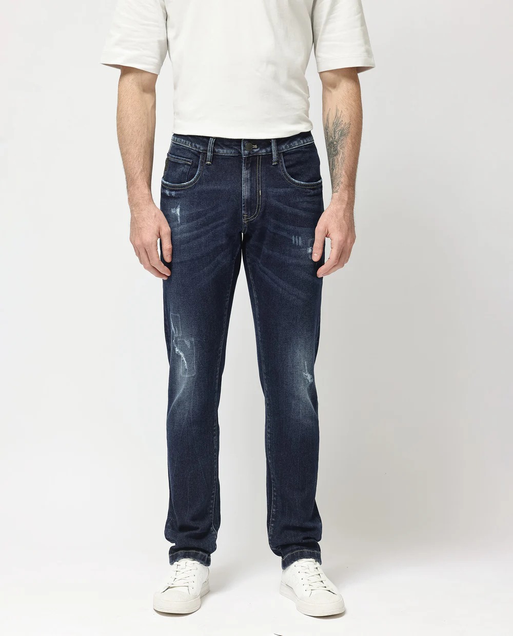 Rare Rabbit Medium Distress Dark Wash Denim Dili Dusky Navy Jeans For Men Size 32