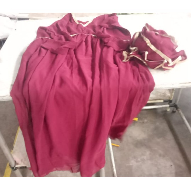 Womens Maroon Colour Maxi Dress With Dupatta Size Xxl