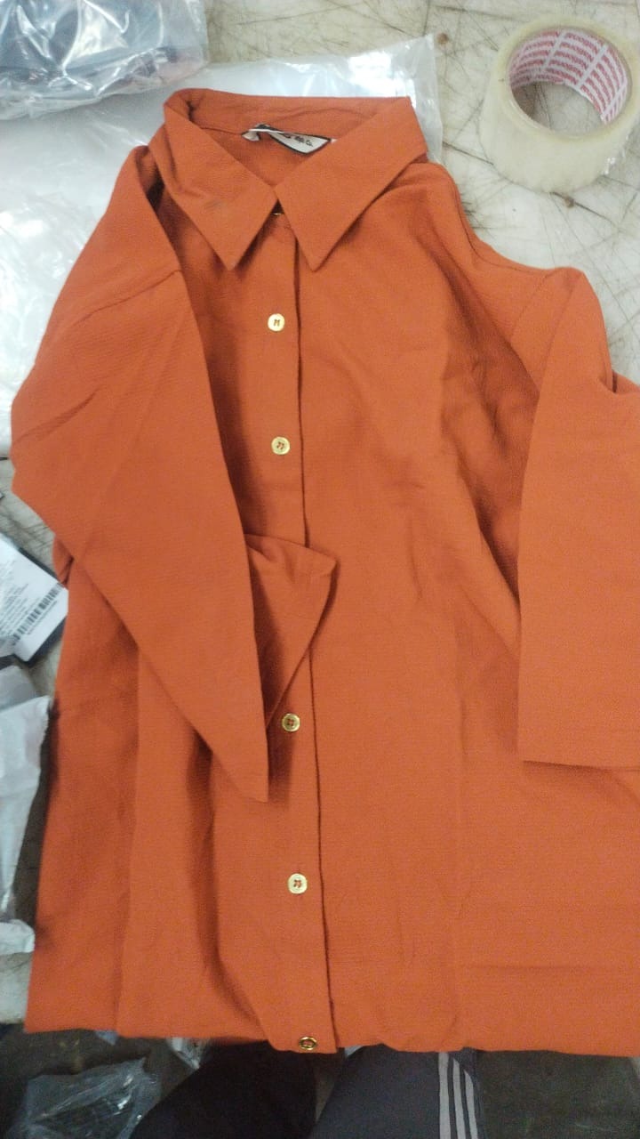 Mens Half Sleeve Shirt Dark Orange Colour Size Xl