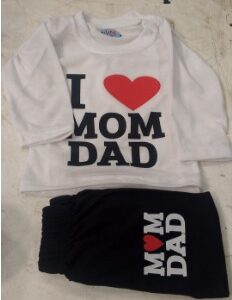 New Born Baby White T Shirt And Black Pajama Set
