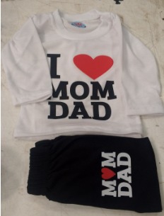 New Born Baby White T Shirt And Black Pajama Set