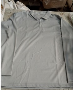 Men Grey Full Sleeve T Shirt Collar Neck Size L
