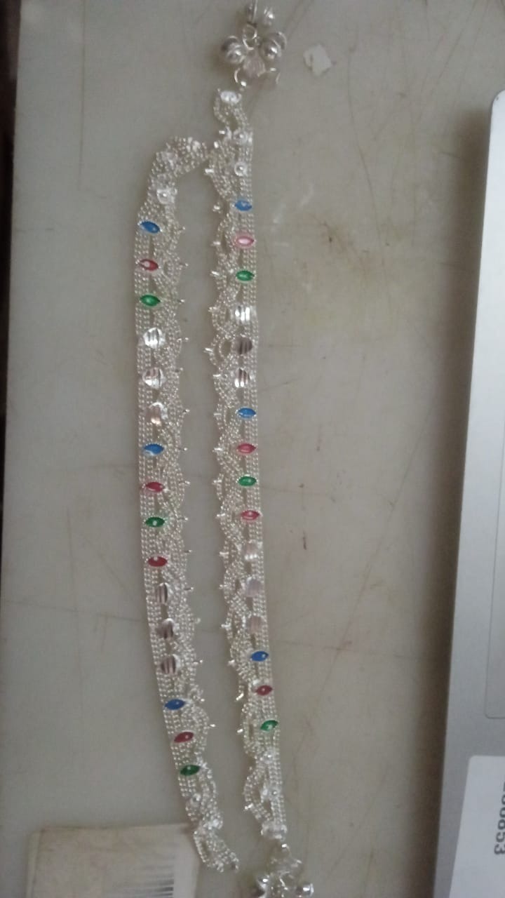 Stainless Steel Silver Colour Artificial Diamond Anklets